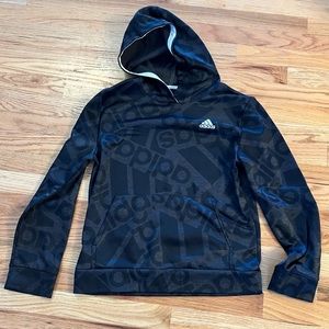 Adidas Gray and Black Logo Print Hoodie in Great Condition!